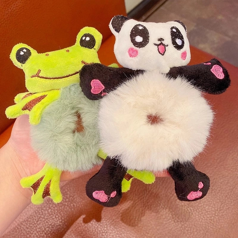 Cute Cartoon Plush Bear Hair Ring No Hurt Hair Headwear Children’s Hair Rope Korean Ball Head Rubber Band Bag