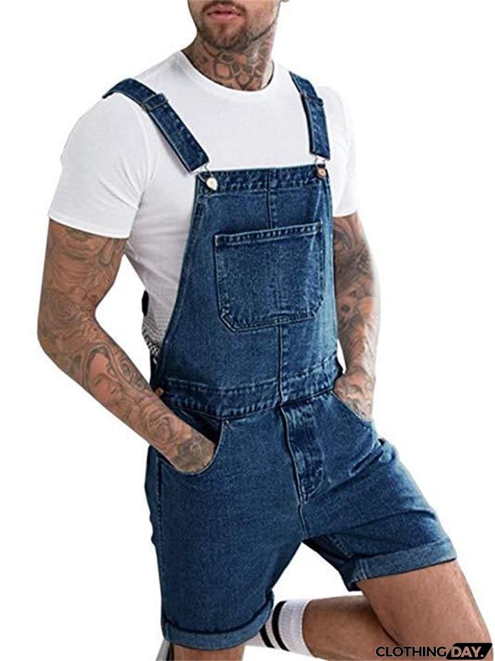 Retro Casual Bib Denim Jumpsuit