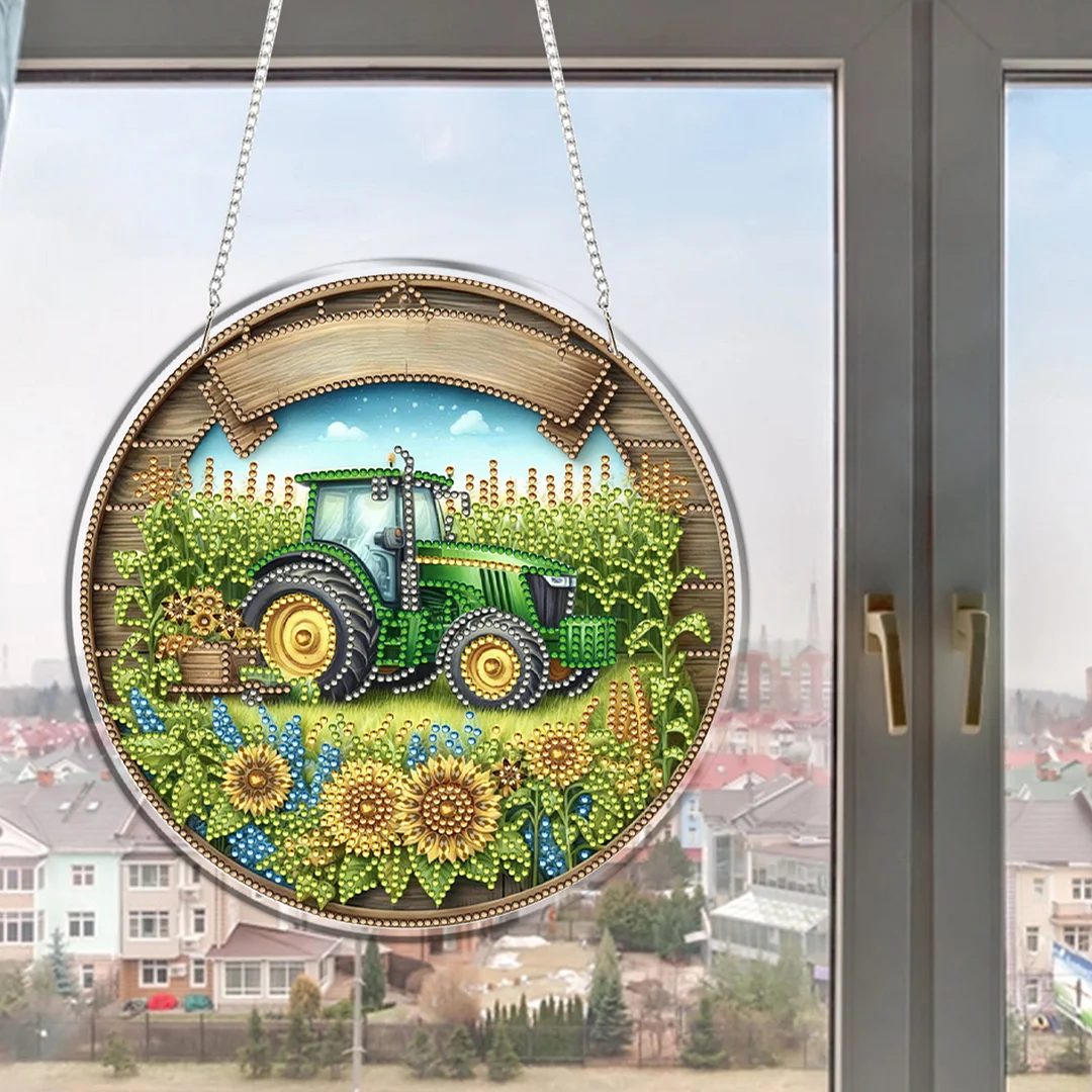 Manor Car 2D Flat DIY Acrylic Diamond Art Pendant Craft Kit for Home Wall Decor