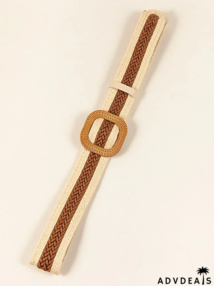 Geometric Buckle Woven Belt