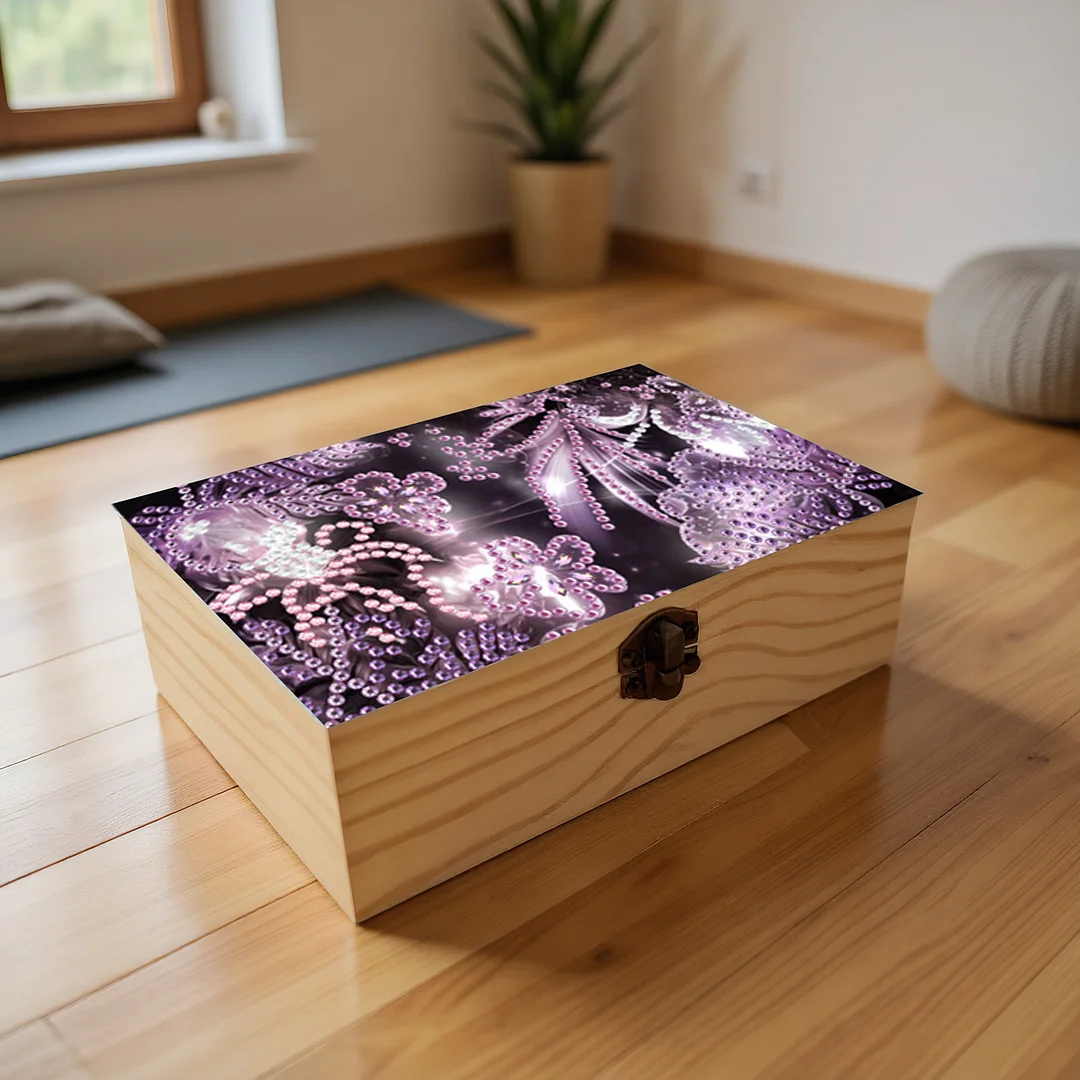 Purple Ambiance DIY Wooden 5D Diamond Art Diamond Art Storage Box for Adults