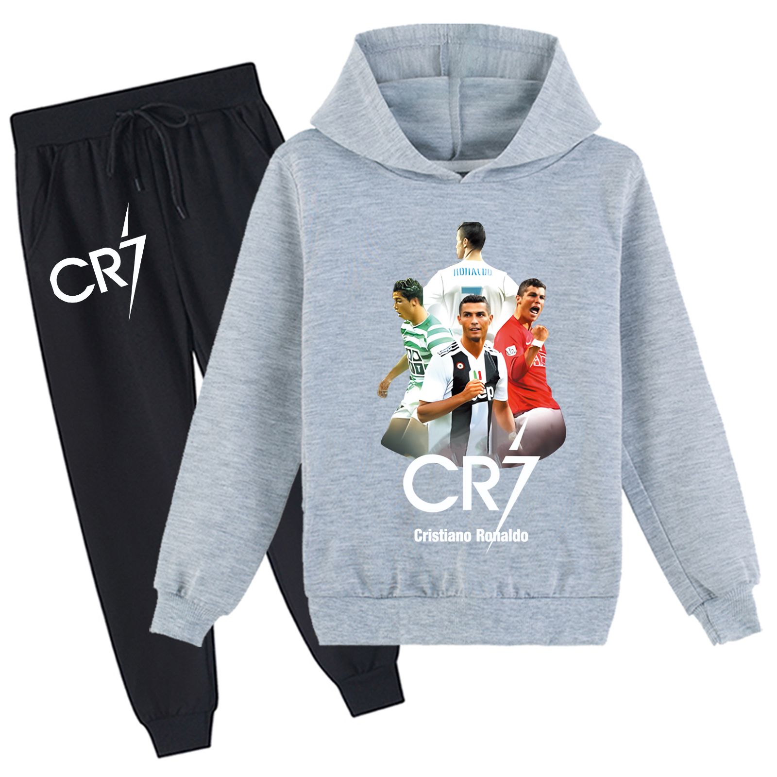 Mayoulove Stylish Cristiano Ronaldo Hoodie Set for Boys  Girls - Trendy Sportswear for Young Fans-Mayoulove