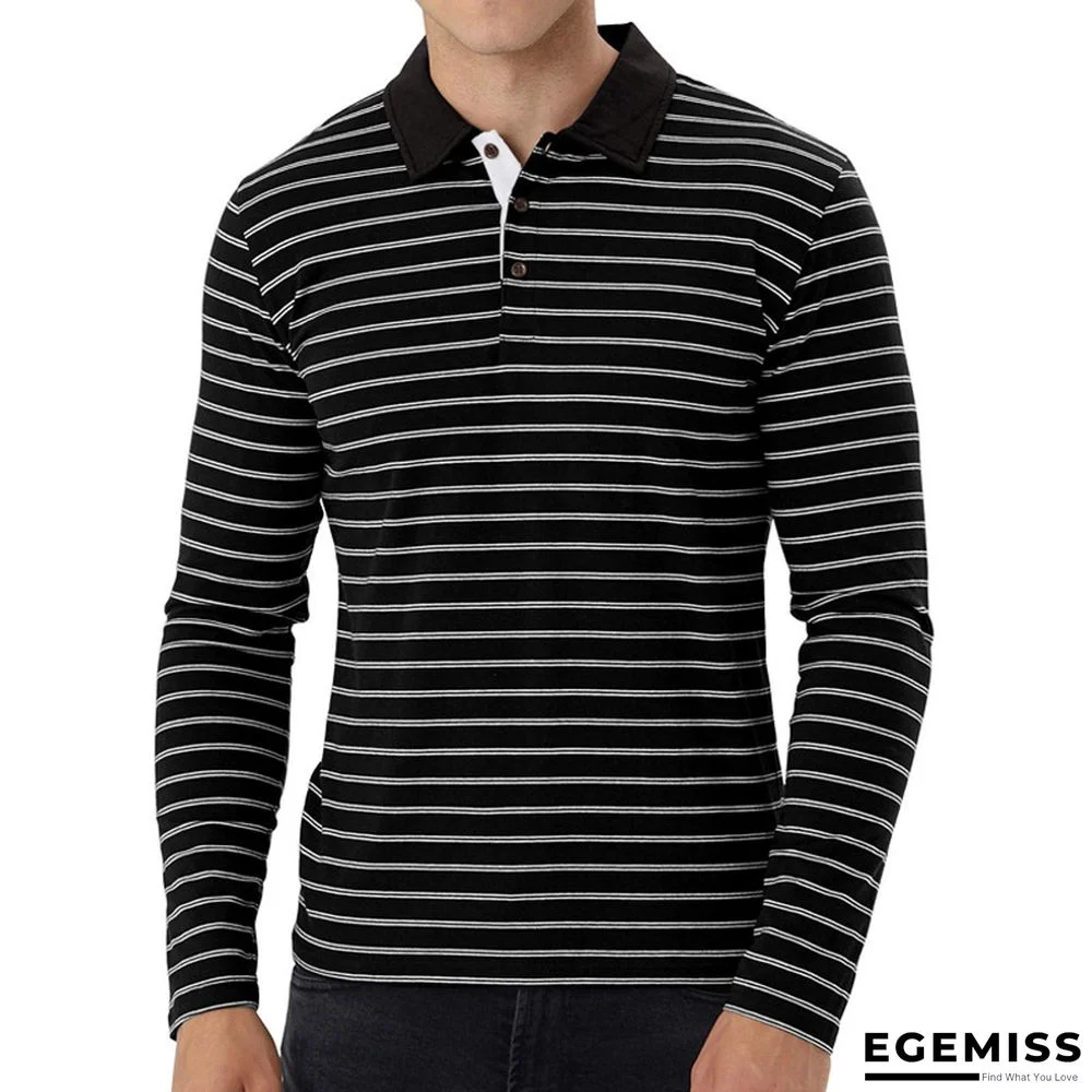 Golf Striped Polo Shirt Custom T-shirt European and American Men Lapel Long Sleeve | EGEMISS