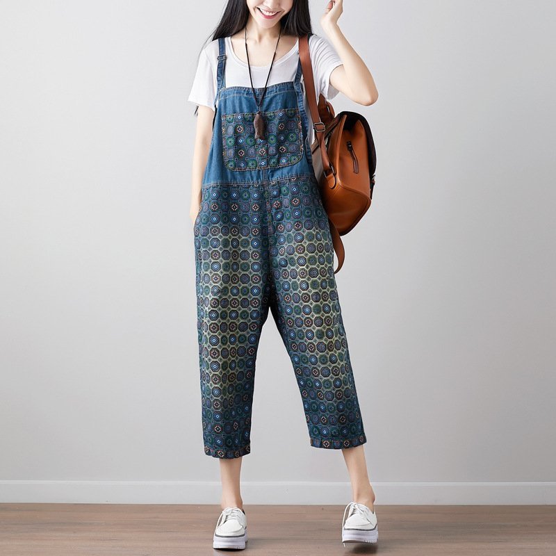 2022 Loose Plus Size Printed Overalls
