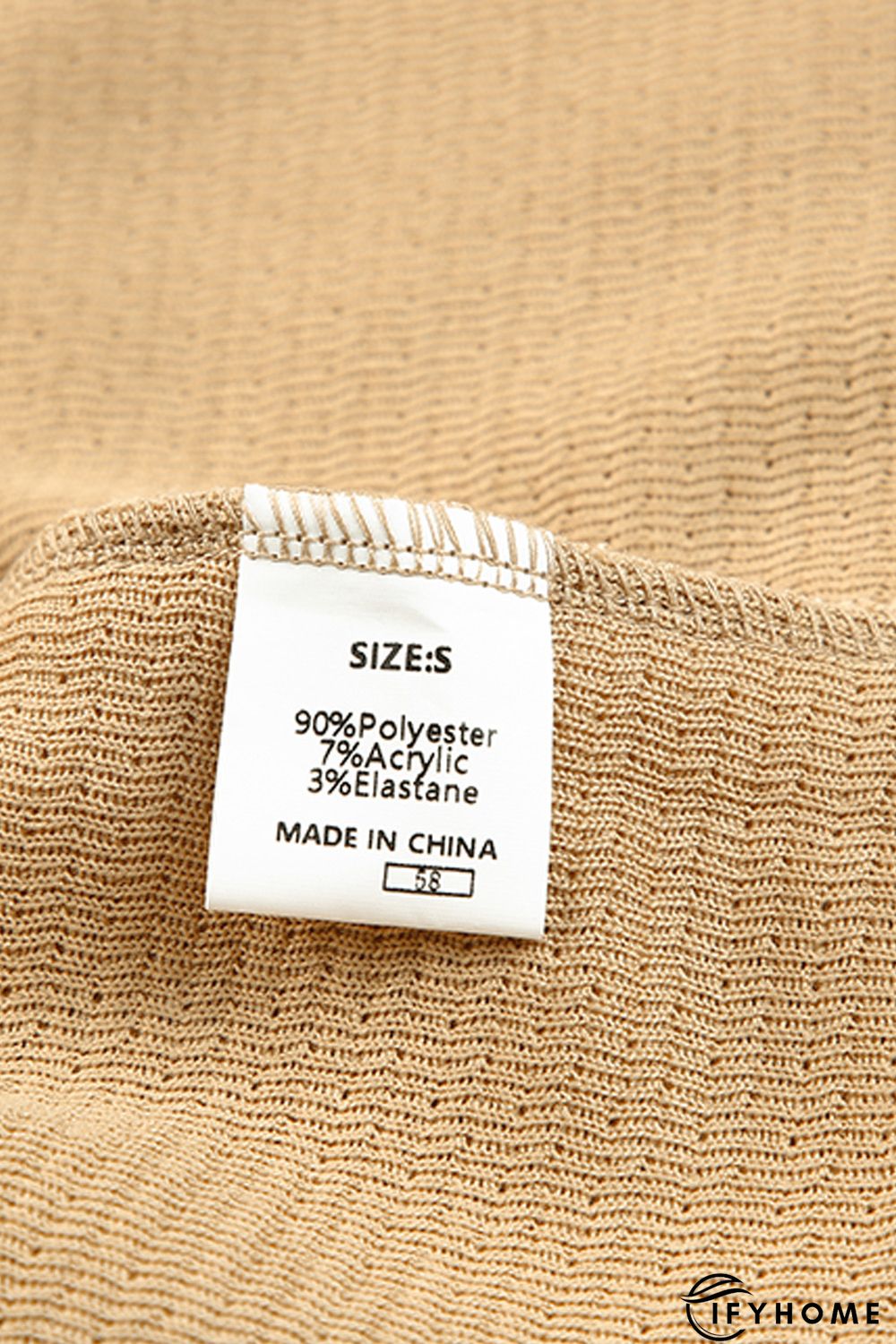 Khaki Waffle Knit Patchwork Oversized Pullover Sweatshirt | IFYHOME