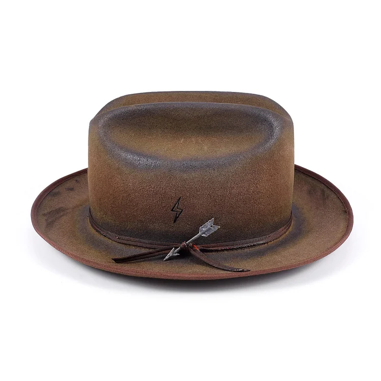 Hats Vintage Fedora Firm Wool Felt Panama Hat Lining Distressed/Burned Handmade L