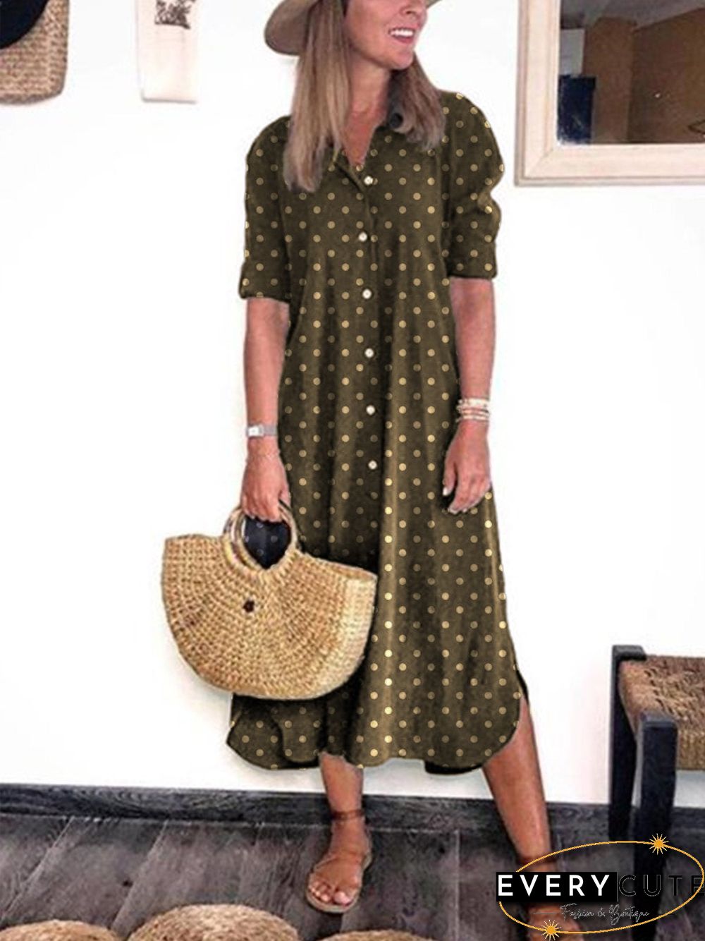 Casual Polka Dots Summer Dress Black Dresses