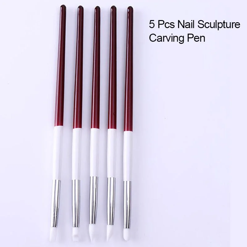 3/5/7/10PCS Multi-Styles Nail Wood Sticks Nail Dotting Pen Nail Brush Kits Nail Art Rhinestones Gems Picking Pen Nail Art Tools-Nail Inspo