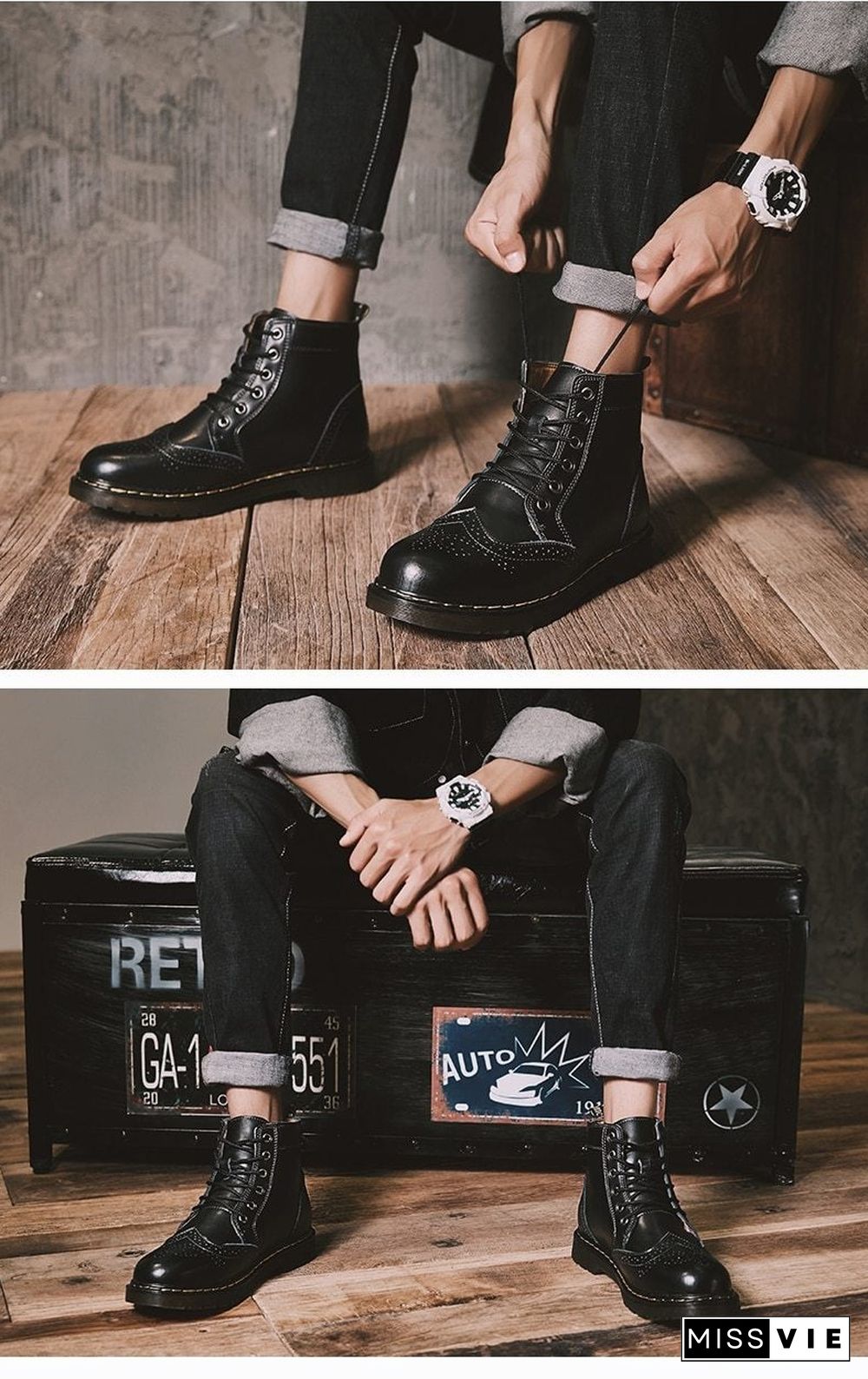 Leather Men Boots Winter Waterproof Ankle Boots Riding Boots Outdoor Working Snow Boots Men Shoes