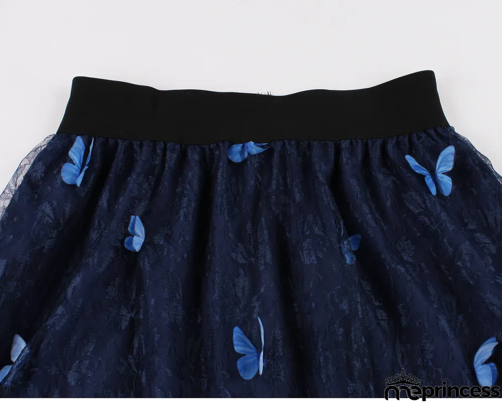 Women Double Layer Pansy Mesh Skirt