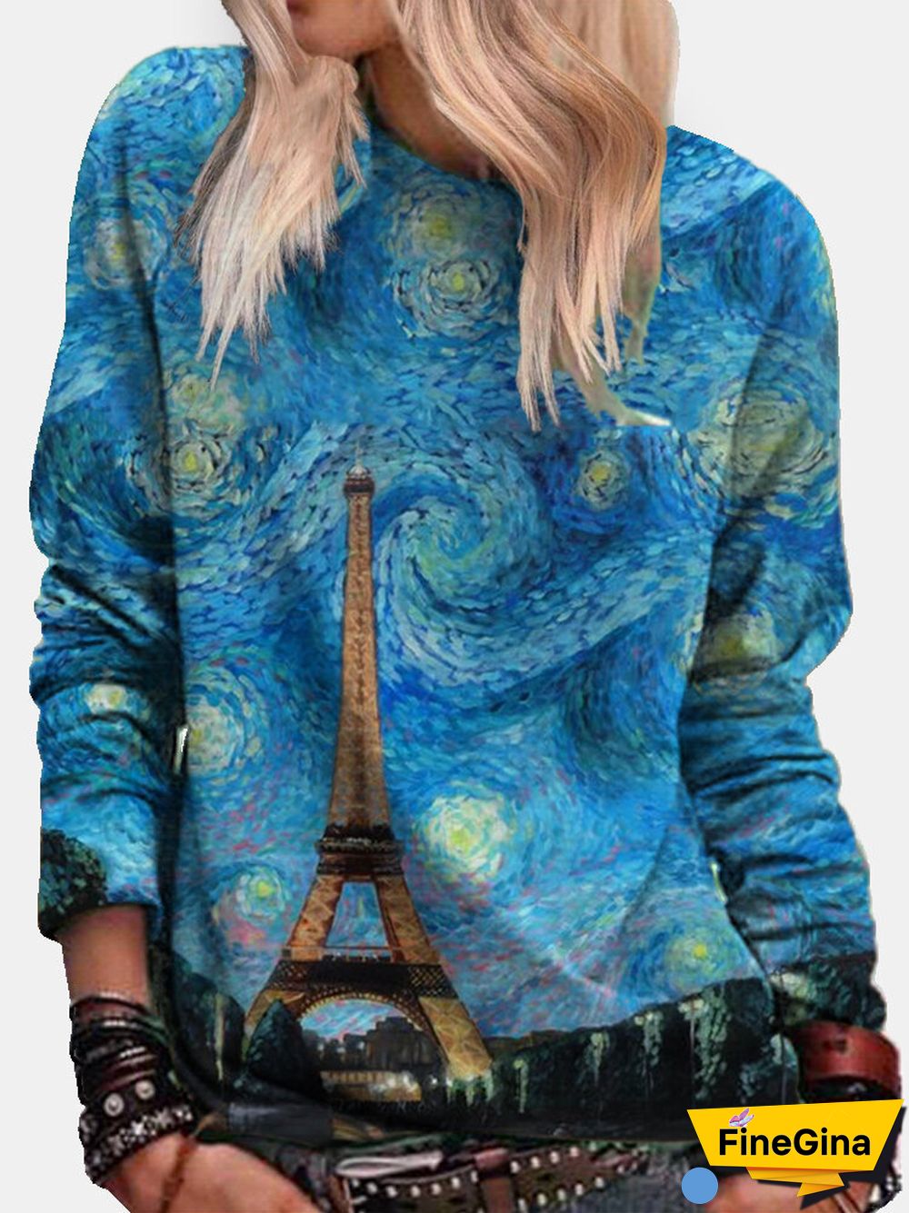 Abstract Printed O-neck Long Sleeve Sweatshirt