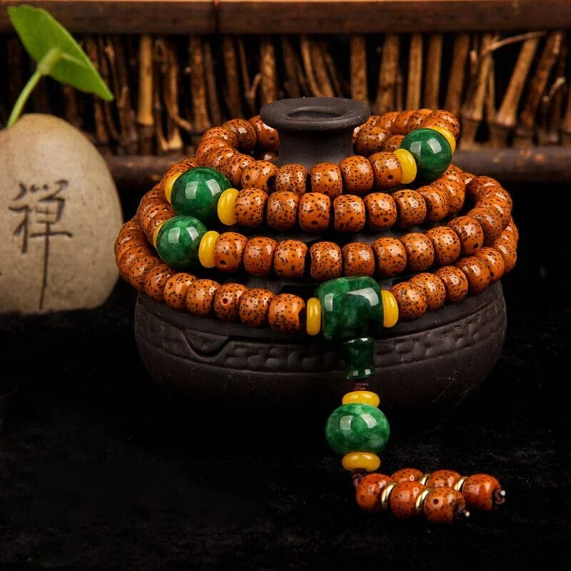 108 Beads Mala Bodhi Seed Jade Harmony Bracelet Necklace