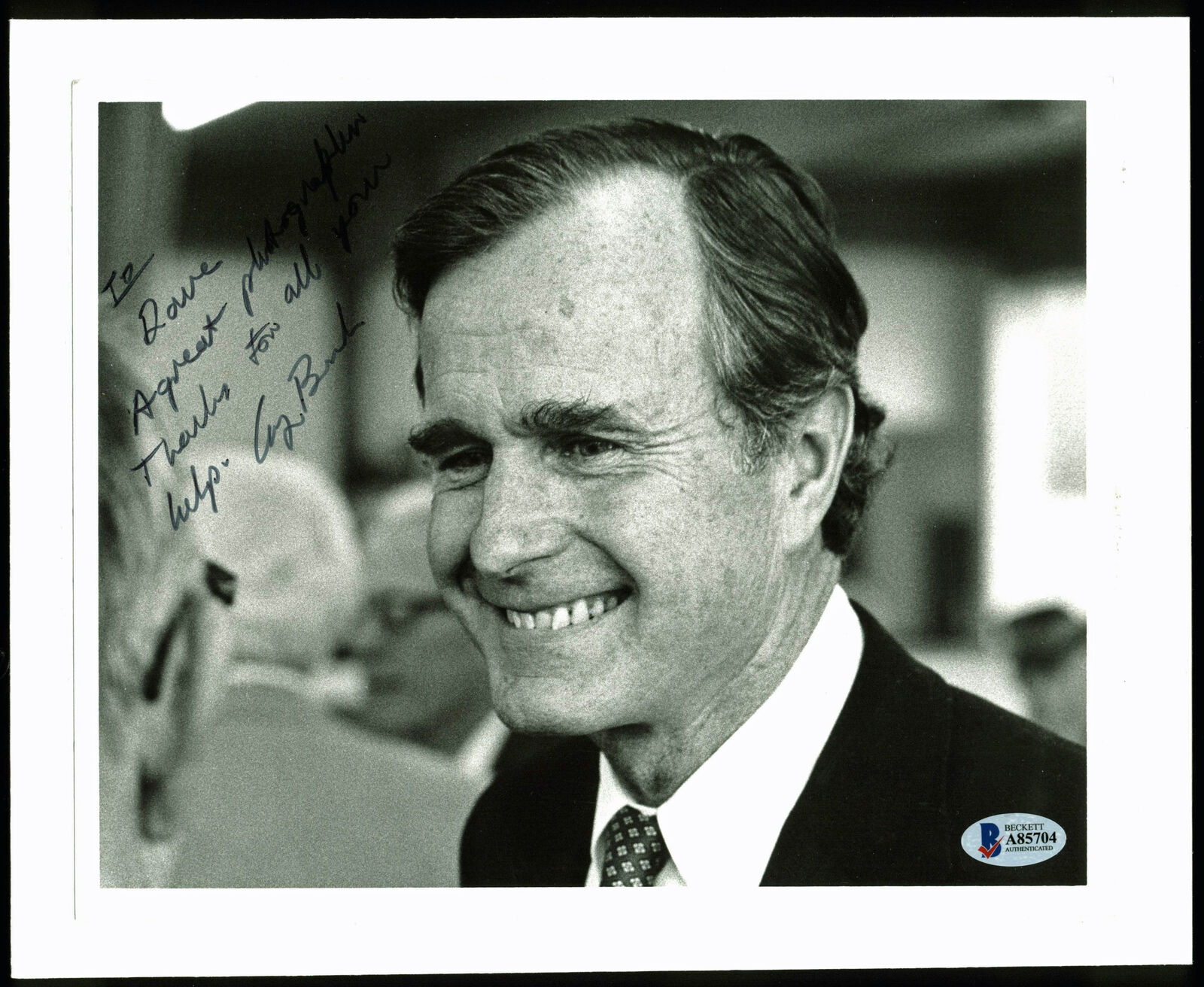 George H.W. Bush Authentic Signed & Mounted Black & White 8x10 Photo Poster painting BAS #A85704