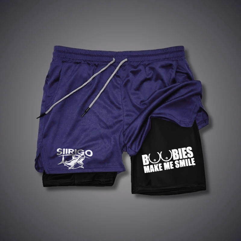 BOOBIES MAKE ME SMILE Graphic GYM PERFORMANCE SHORTS