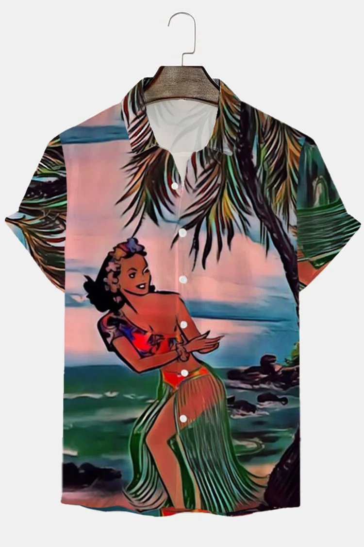 Hula Girls Pattern Short Sleeve Shirt