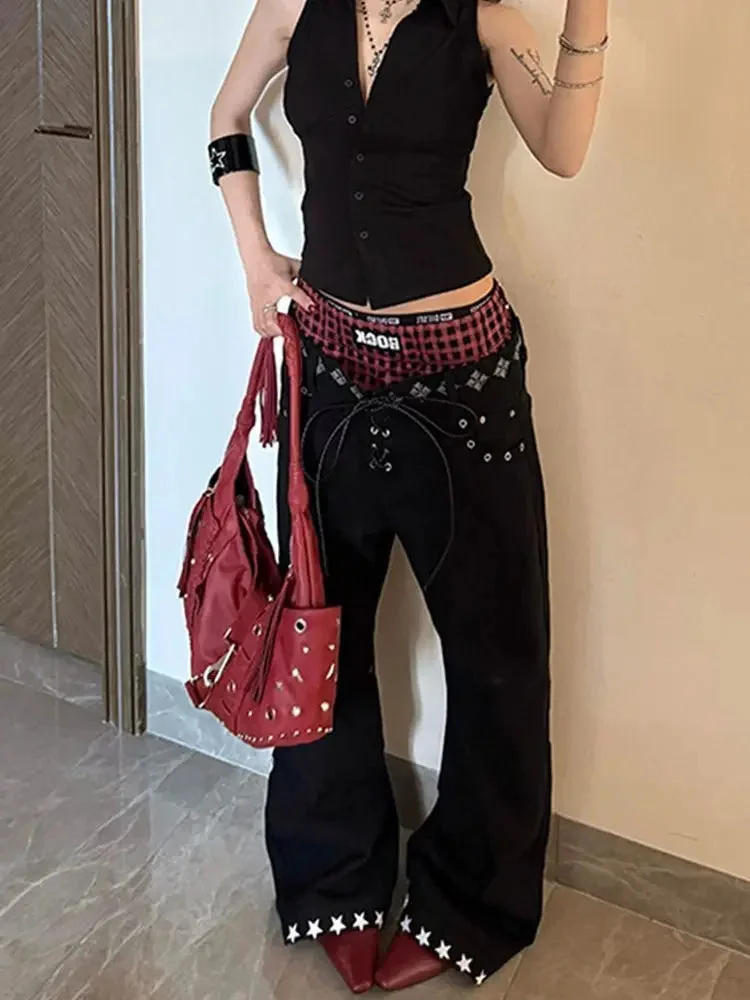 Drawstring Print Floor Pants