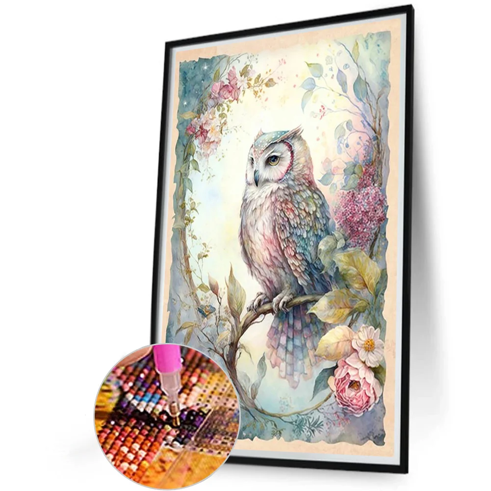 Diamond Painting - Full Round Drill - Flower Owl(Canvas|40*60cm)