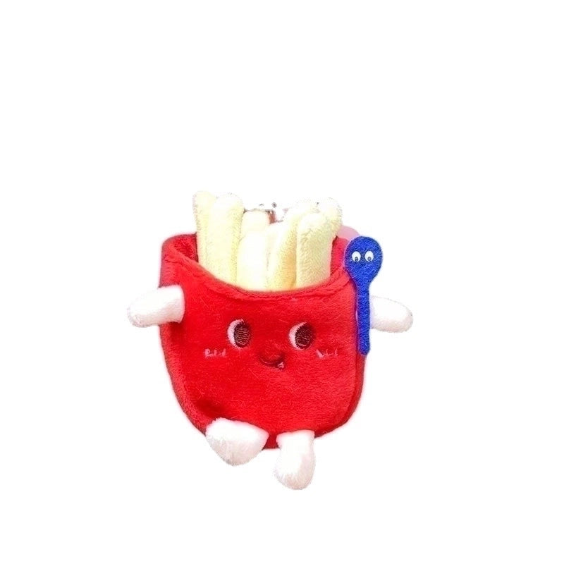 3 Pieces Cute Novelty Toast Hamburger Hot Dog Pp Cotton Plush Unisex Bag Pendant Keychain
