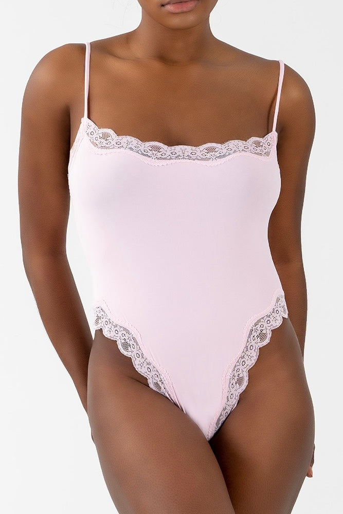 Square Neck Lace Trim Bodysuit