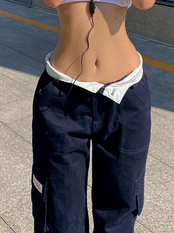 Brownm Waist Y2K Straight Leg Pants