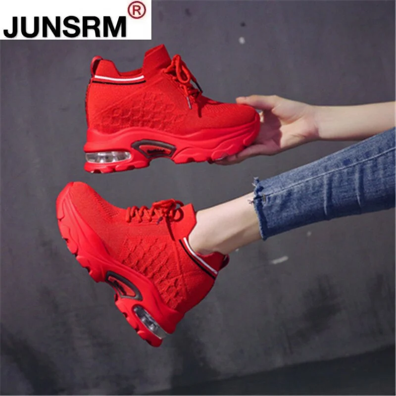Spring Women Chunky Mesh Breathable lace-up Casual Vulcanize Shoes Old Dad female fashion Platform Internal increase Sneakers