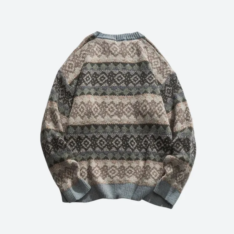 Brownm Jacquard Knitted Sweater
