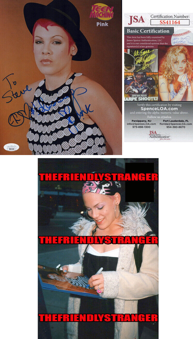 Singer PINK signed Autographed 8X10 Photo Poster painting - PROOF - ALECIA MOORE Rare Graph JSA