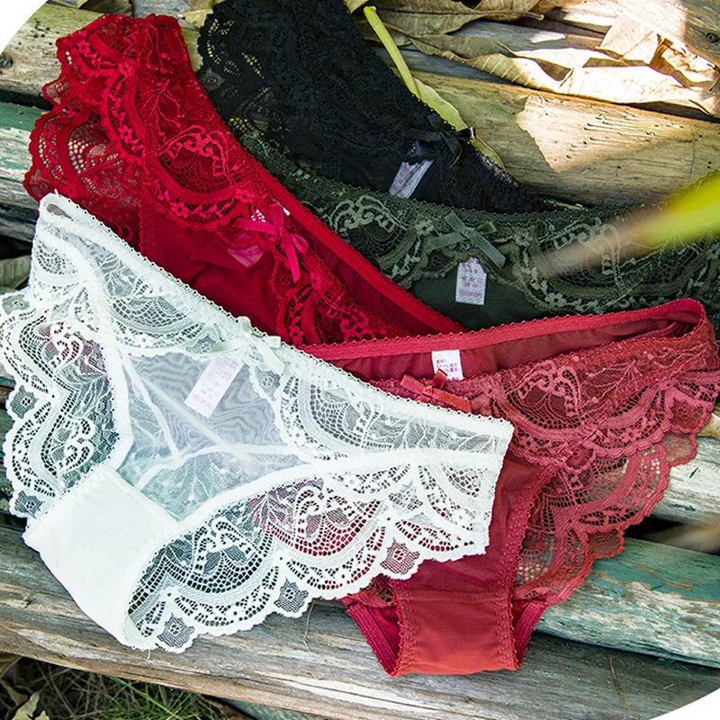 Churchf Lace Sexy Underwear Lady's Life Year Big Red Underwear Pure Desire Mid-Rise Pure Desire Without Trace Girl Underwear