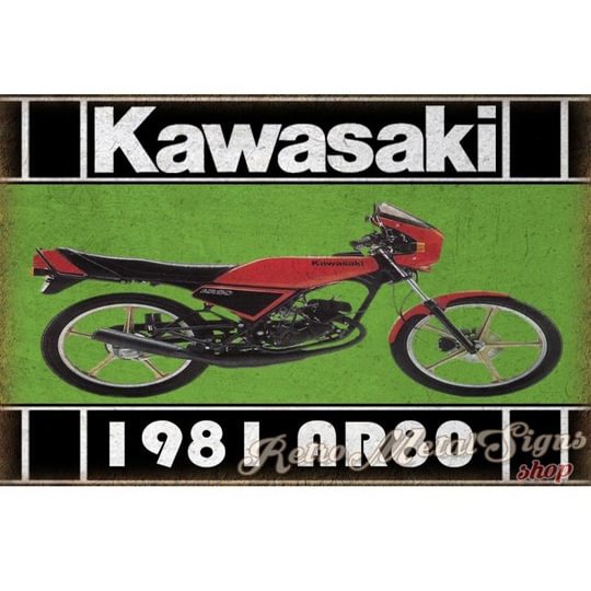 1981 Kawasaki AR80 Samurai Moto - Enseigne Vintage Métallique/enseignes en bois - 20*30cm/30*40cm