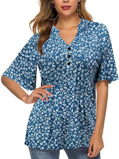 Women's V-neck Short Sleeve Half Sleeve Printed Tops