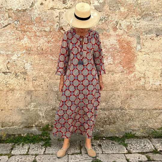 slim fit dress slacks Loose fit dress with poppy print – GUNTINA