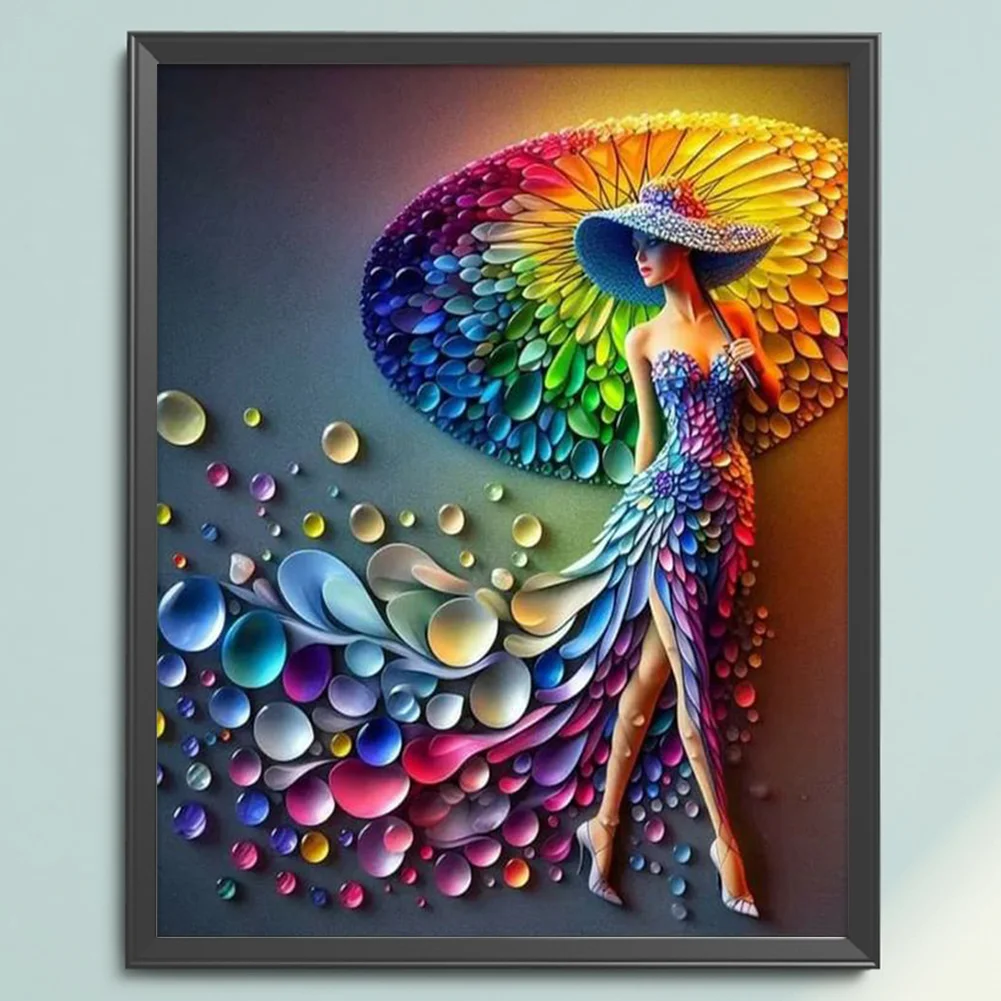 11CT Full Stamped Cross Stitch - Lady(Canvas|45*45CM)