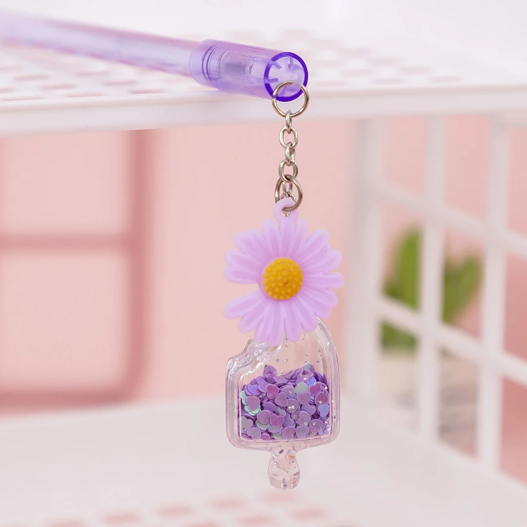 1 PCS Lytwtw's Daisy Ice Cream Sequins Pendant Toy Gel Pen School Officel Supplies Stationery Cute Kawaii Creative Lovely Sweet