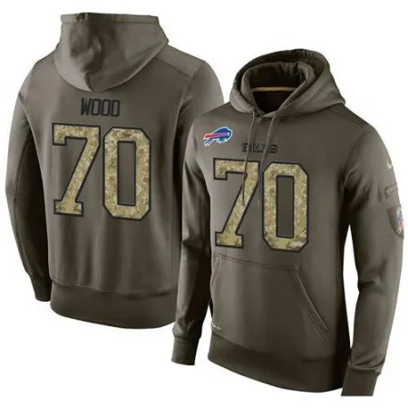NFL Men's  Buffalo Bills #70 Eric Wood Stitched Green Olive Salute To Service KO Performance Hoodie