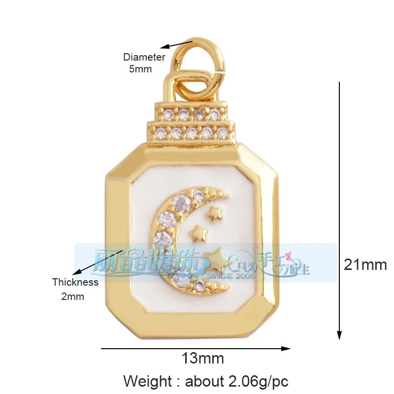 1 Piece 12 * 23mm 15*15mm 5*12mm Hole 5~5.9mm Half 925 Silver Zircon Sun Moon Pendant Jewelry Accessories