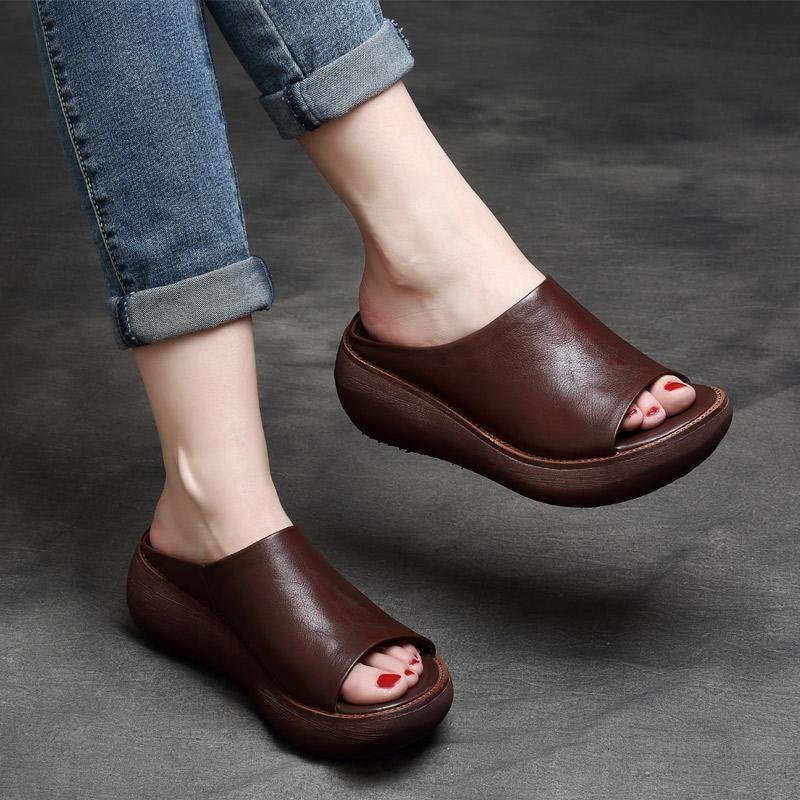 Summer Retro Leather Sandals Slippers Shoes- Fabulory