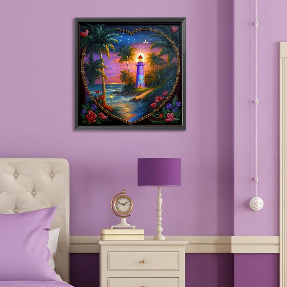Diamond Painting - Full Round Drill - Beach Lighthouse(Canvas|30*30cm)