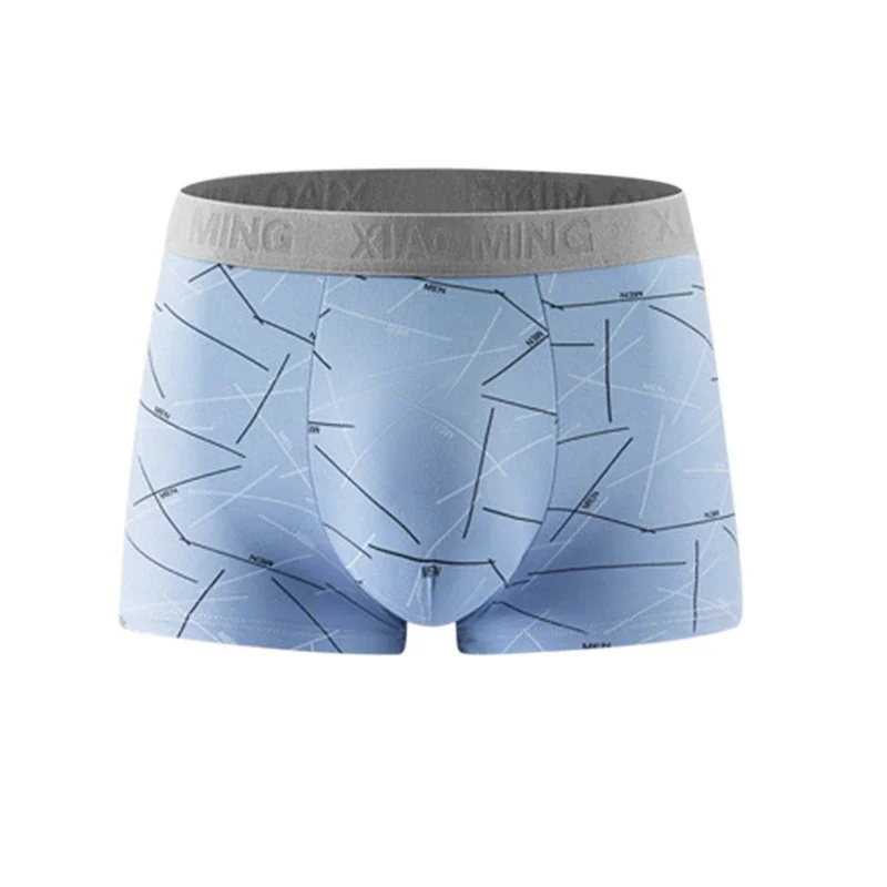 Billionm Men's Panties Underwear Letter Line Boxers Milk Silk Underwear Middle Waist Underpants Male Shorts