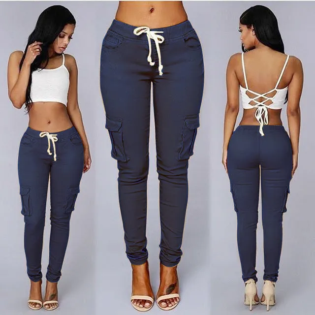 Brownm Bullet Pencil Women's Drawstring Lace Casual Pants