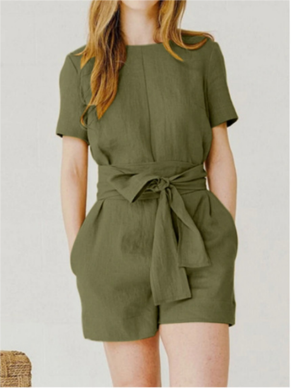 Women's Solid Color Pocket Casual Jumpsuit