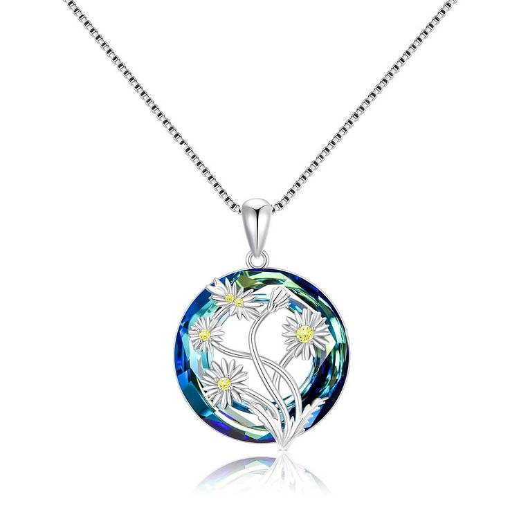 I Think About You Every Day Crystal Daisy Necklace