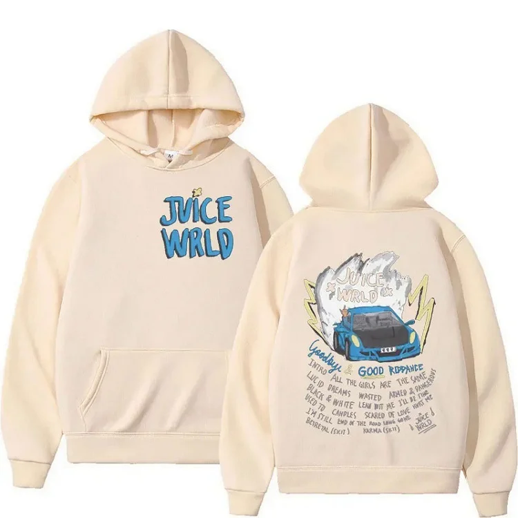 Rapper Juice Wrld Hoodie Pullover Sweatshirt Hip Hop Oversized Hoodies Streetwear at Hiphopee