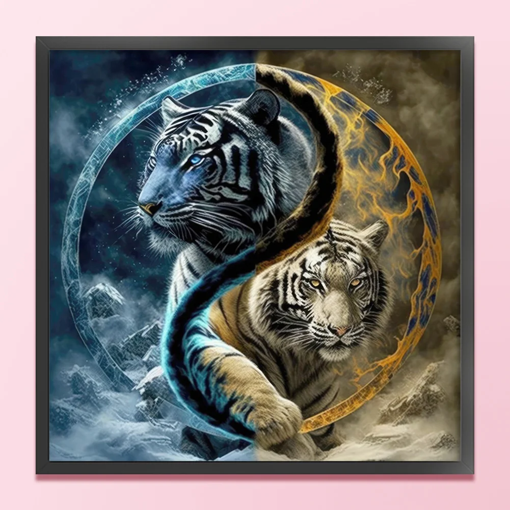 11CT Full Stamped Cross Stitch - Yin Yang Tiger(Canvas|45*45CM)