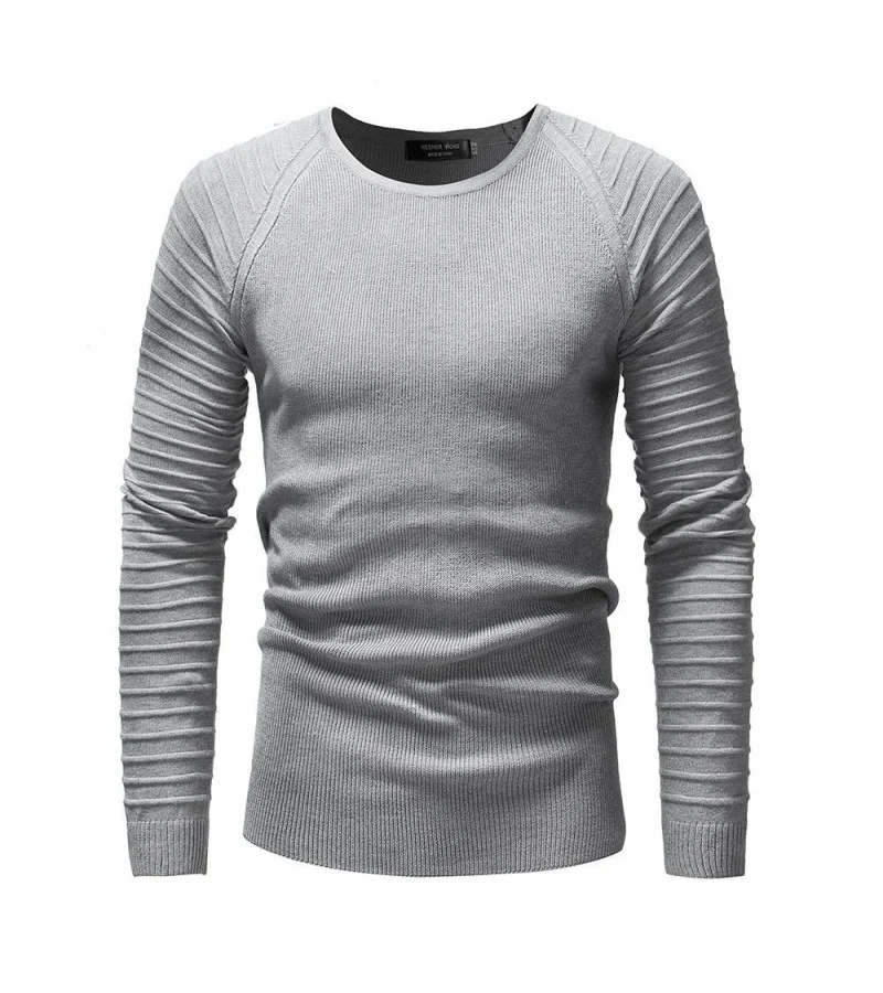 Men Solid Color Round Neck Casual Knitted Tops