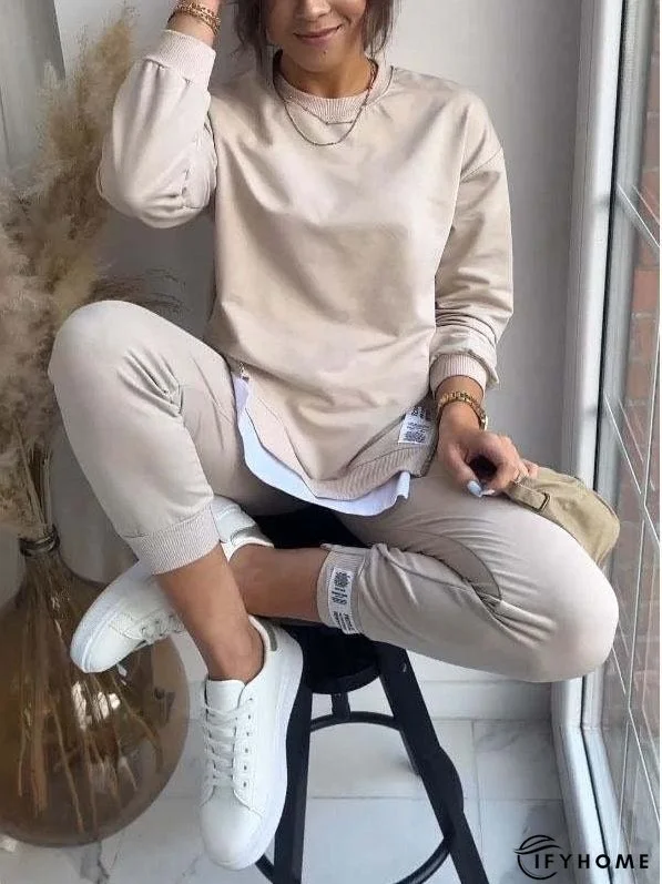 Autumn Patchwork Two-in-One Sweater and Sweatpants Set | IFYHOME