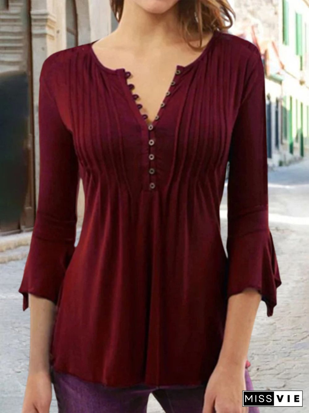 Women Casual Plain Autumn Micro-Elasticity Daily Regular Fit Jersey Crew Neck Regular T-shirt