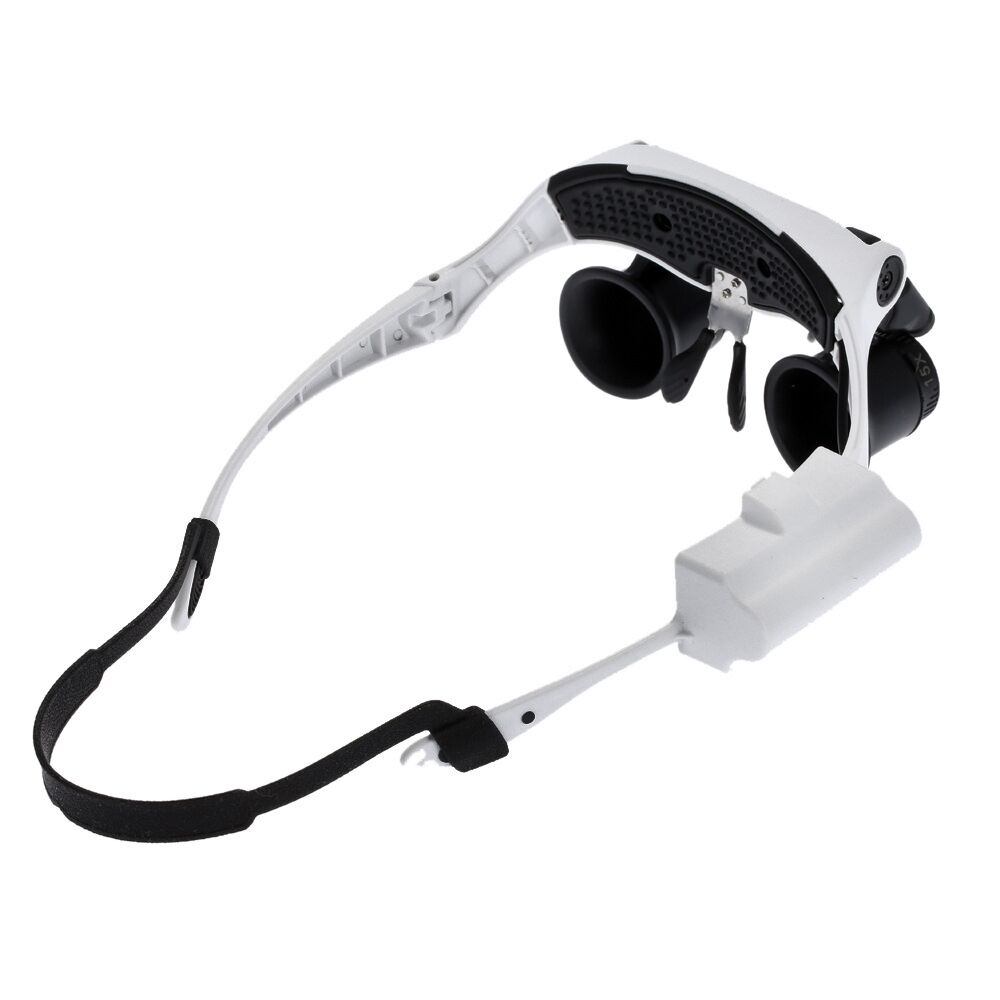 Likron Watches Professional Double Eye Magnifier Loupe Glasses with LED Light 8 Lens Set 10X to 25X for Jewelry