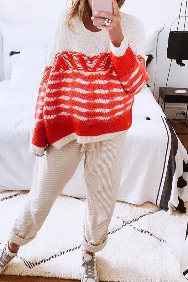 Womens Casual comfortable fashion jacquard sweater-Allyzone-Allyzone