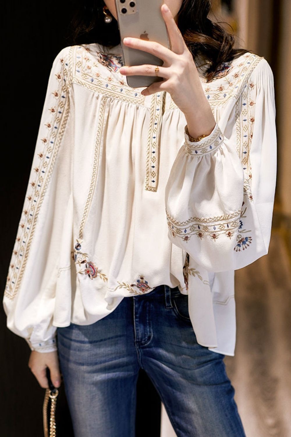 Lady Large Size Fashion Printed Shirt Women's Spring Summer 2020 New Retro Bohemian Long Lantern Sleeve Elegant Blouse Tops P191