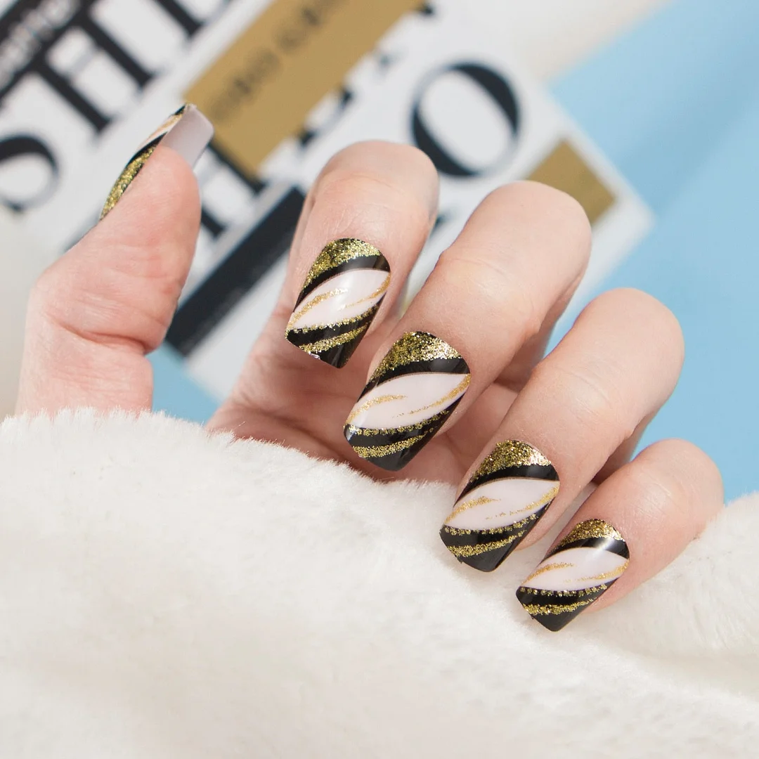 24pcs/set Fashion Acrylic Full Cover Fake Nails 10 Sizes Press on Nails Designs French False Nail Art Tips 278 Fingernail Tips-Nail Inspo